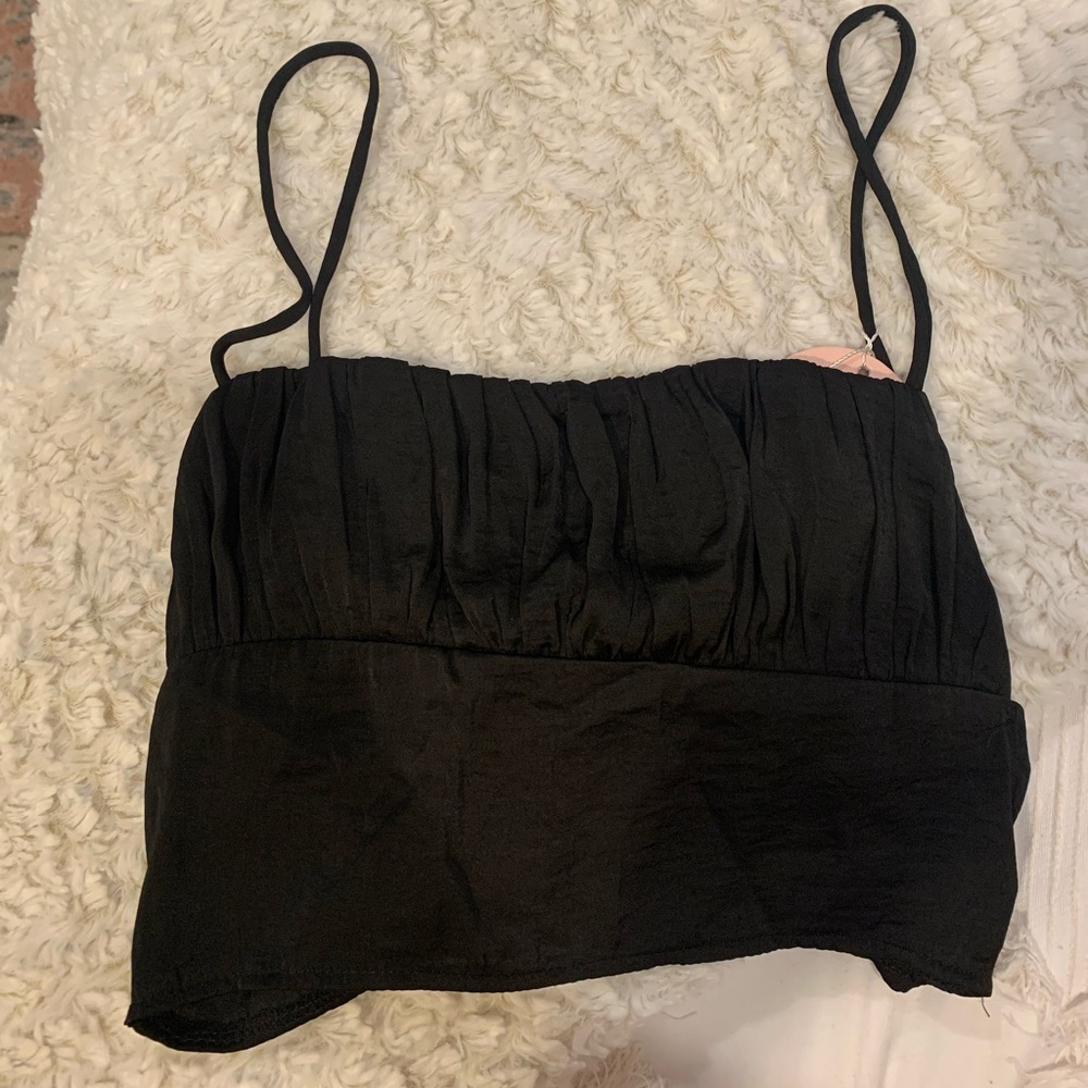 Verge Girl Silk Black Crop Top
